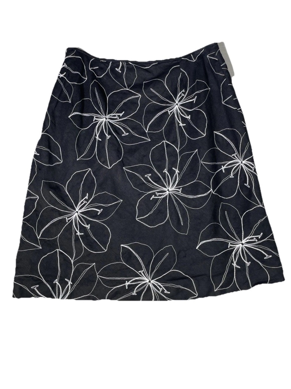 Ann Taylor Silk Linen Blend Skirt Embroidered Floral Lined Above Knee Size 12
